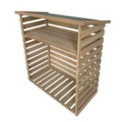 (16) 1x Wooden Log Store (1.23x 1.16M). (H123x W116x D64cm).Slatted Design With Raised Floor To Ens