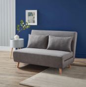 (P12) 1x Freya Folding Sofa Bed Light Grey RRP £250. Pine Wood Frame With Beech Legs. (Sofa: H80x