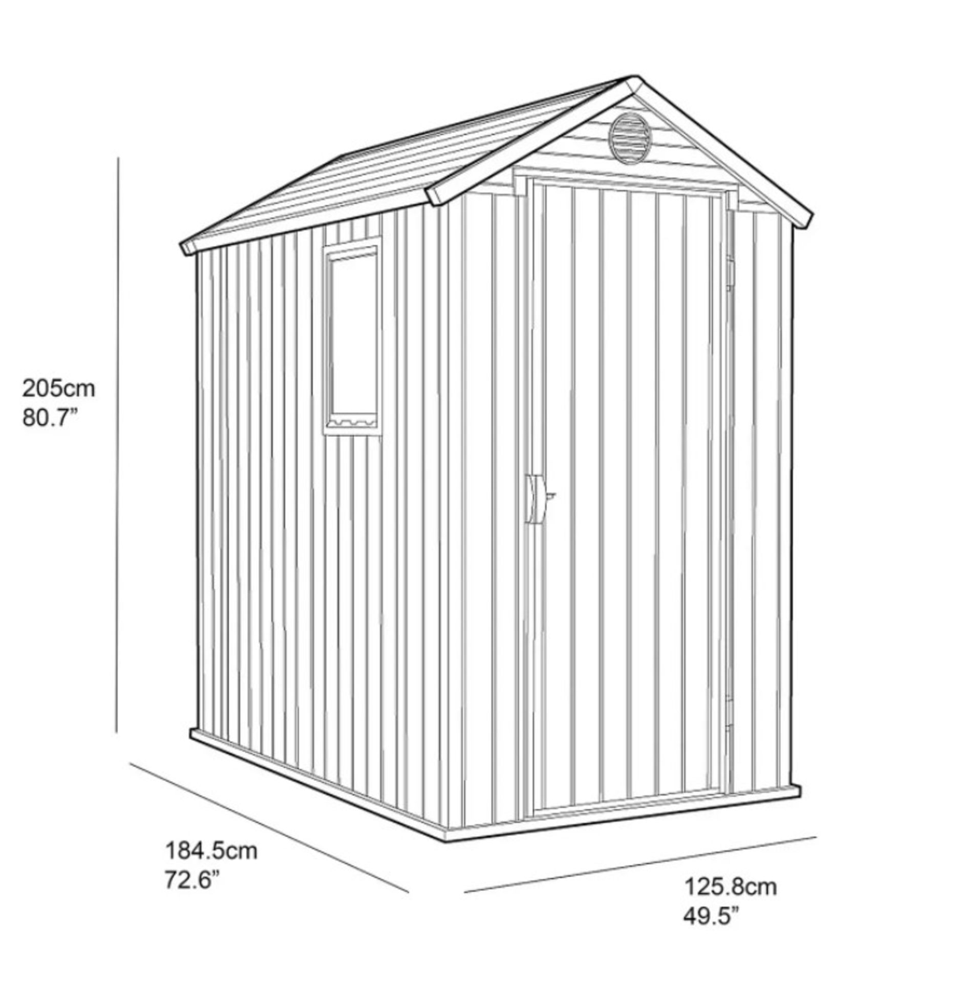 (P13) 1x Keter Darwin Outdoor Apex Shed 4x6 RRP £365. (W112x D176.5x H199.8cm). - Image 4 of 8