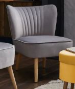 (7G) 1x Occasional Chair Grey RRP £70. Velvet Fabric, Rubberwood Legs. (H72x W60x D70cm).