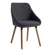 (6K) 2x Milly Dining Chairs Grey. (H82x W51x D57cm). Fabric Seat, Solid Oak Legs.
