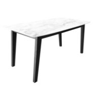 (6I) 1x Aubrey Faux Marble Dining Table RRP £300. White Gloss Marble Effect Table Top. Solid Wood L