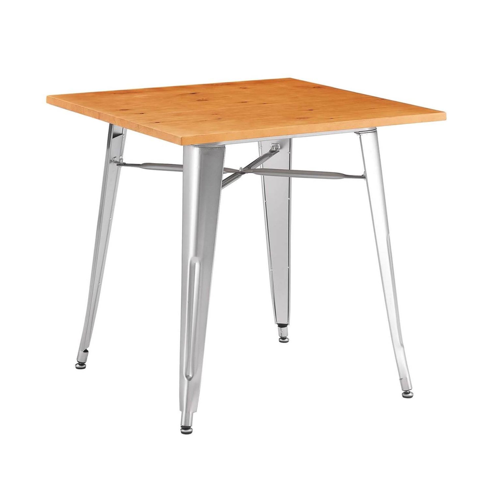 (9L) 1x Billy Bistro Table Steel. (H75x W75x D75cm). Pine Wood Table Top. - Image 2 of 3