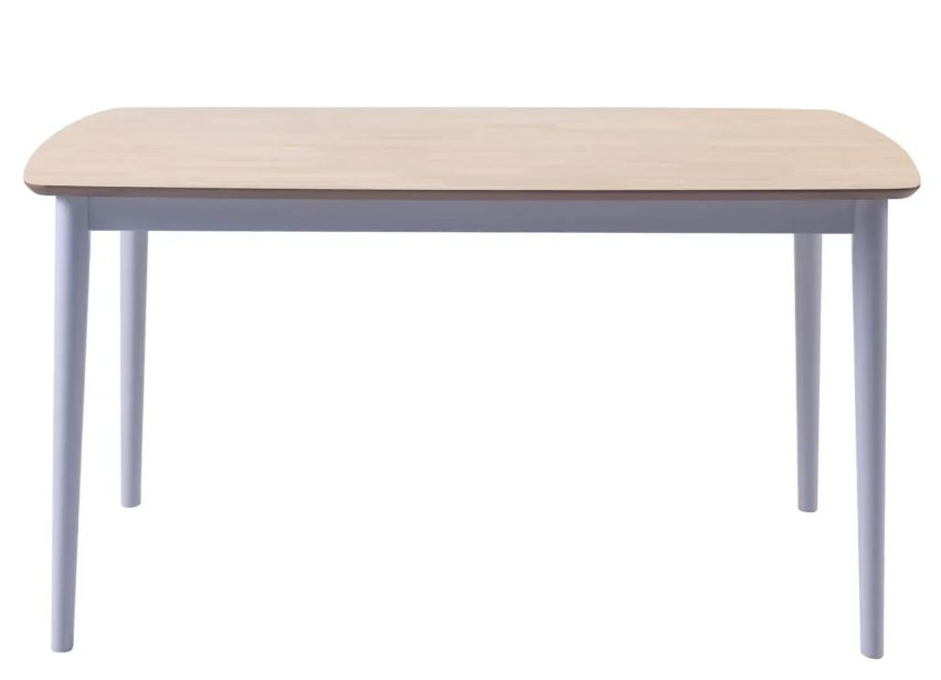 (16) 1x Hugo Dining Table. (H75x W140x D80cm). Wood Veneer Natural Table Top. Grey Painted Rubber W