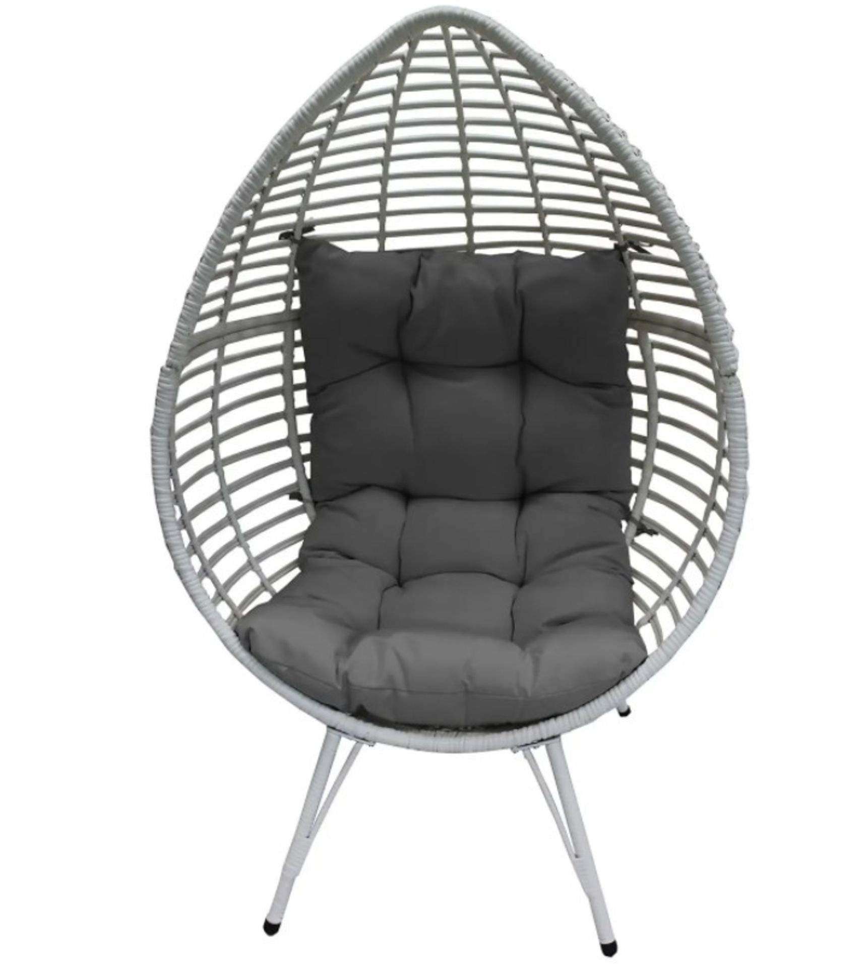 (6J) 1x Rattan Pod Egg Chair White With Large Cushion RRP £150. (H1565x W101x D89cm). Unit Appears - Image 2 of 3