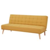 (P4) 1x Click Clack Kelly Sofa Bed Ochre RRP £200. Wooden Frame With Solid Birchwood Legs. (Sofa: H