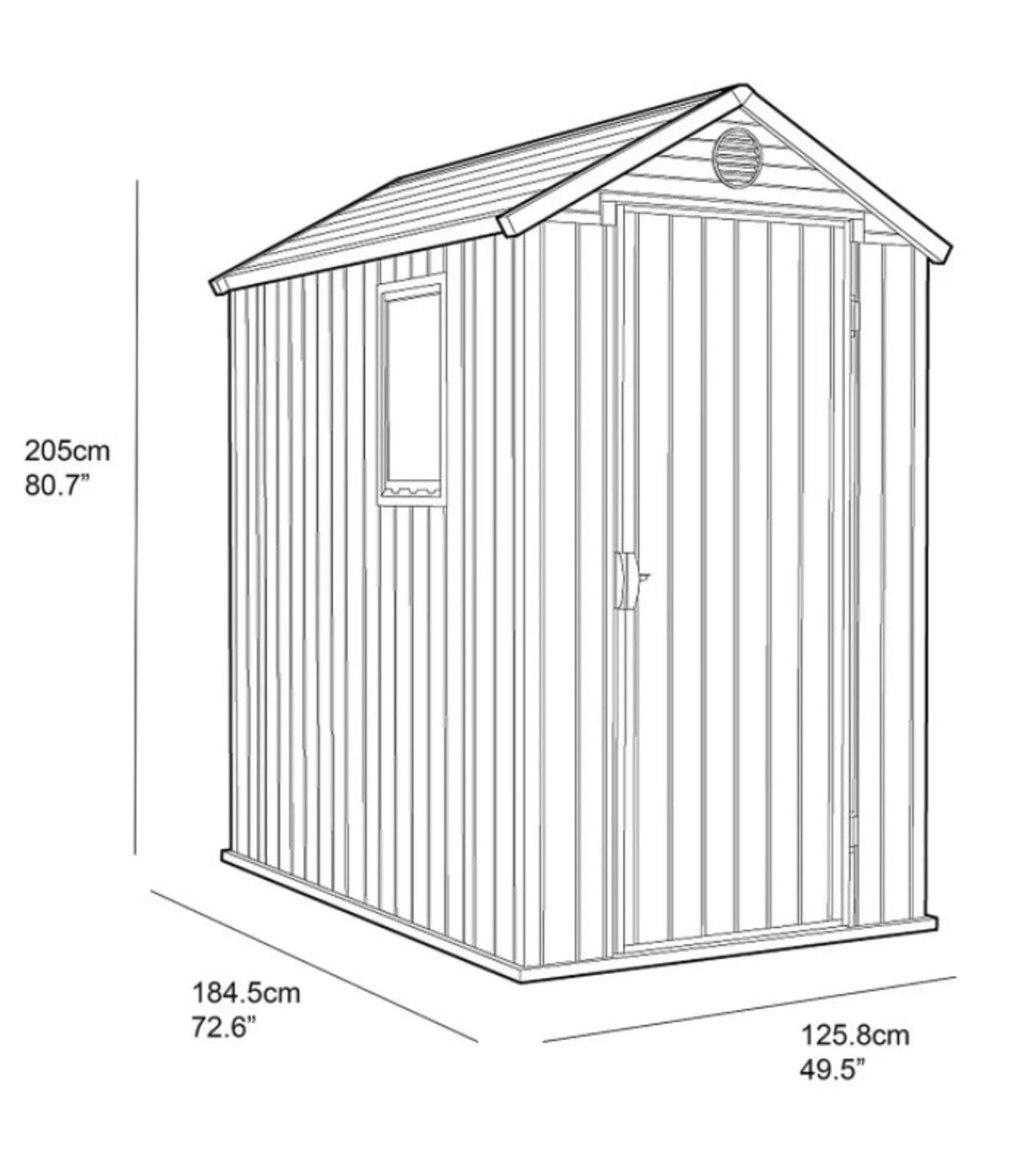 (P13) 1x Keter Darwin Outdoor Apex Shed 4x6 RRP £365. (W112x D176.5x H199.8cm). Unit Has No Packag - Image 4 of 6