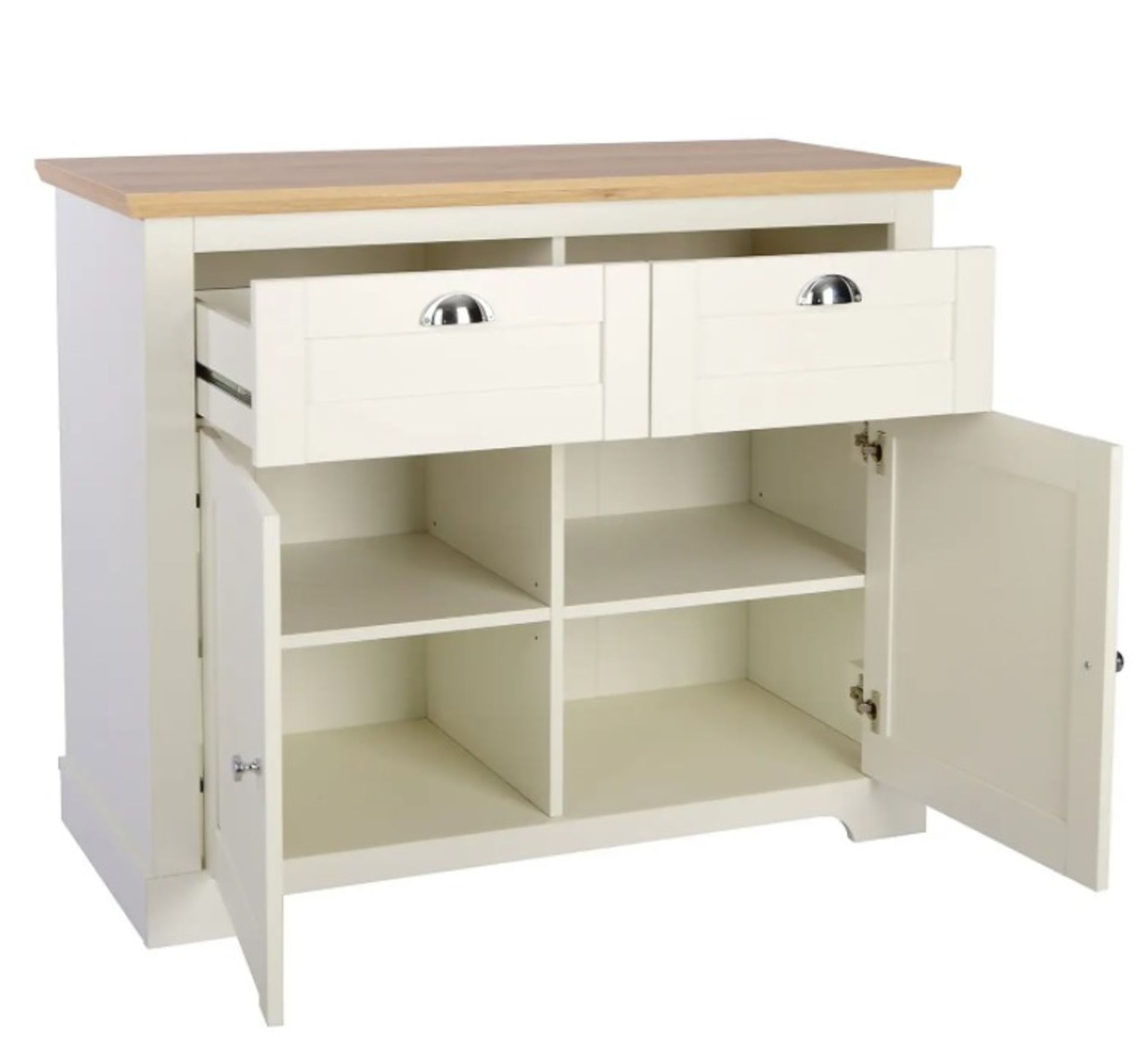 (10E) 1x Diva Compact Sideboard Ivory RRP £180. (H83x W100.5x D45cm). Ivory Finish With Oak Effect - Image 2 of 5