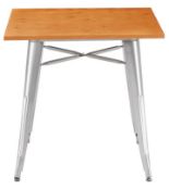 (9L) 1x Billy Bistro Table Steel. (H75x W75x D75cm). Pine Wood Table Top.