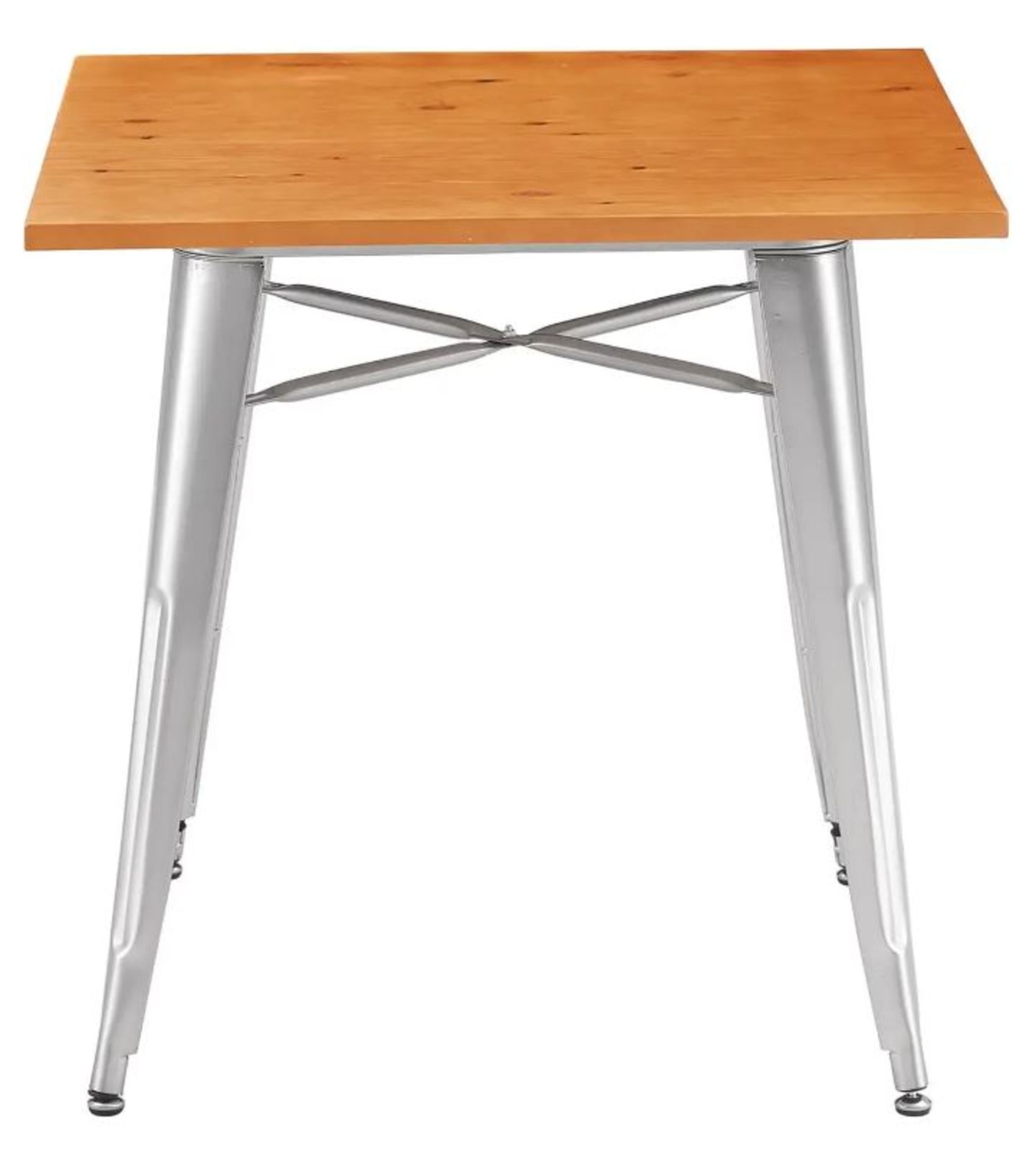 (9L) 1x Billy Bistro Table Steel. (H75x W75x D75cm). Pine Wood Table Top.