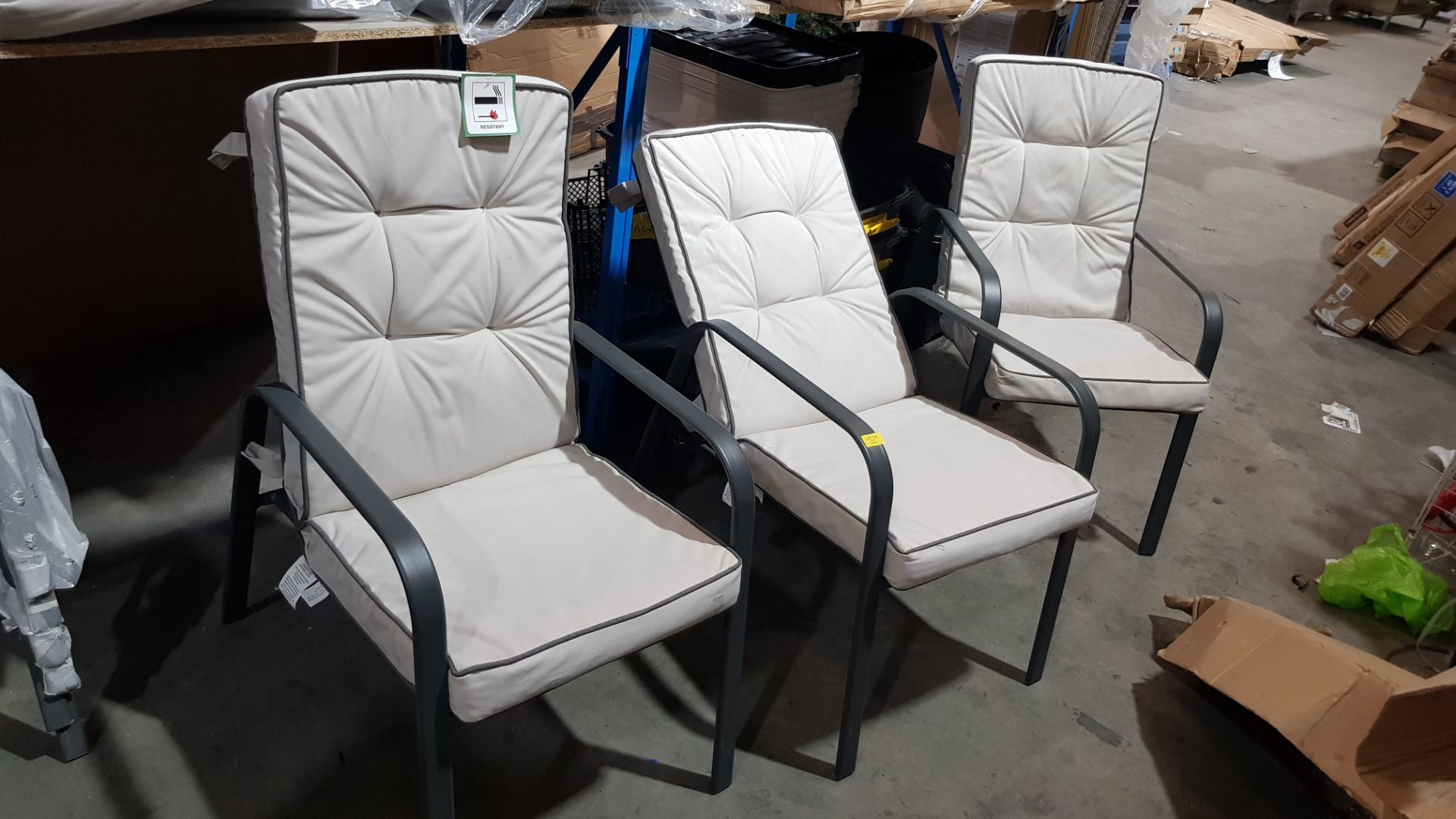 (7J) 3x Rowly Reclining Garden Chair With 3x Cushion. (All Units Are In Used Condition). - Image 3 of 4