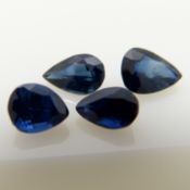 Four unmounted pear-shaped blue Sapphire gemstones totalling 1.98 carats
