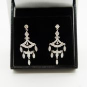 A pair of 0.58 carat diamond Edwardian-style chandelier drop earrings in 9ct white gold