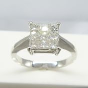 A certificated invisible-set 0.75 carat princess-cut diamond checkerboard ring in 18ct white gold