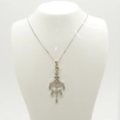 A diamond-set Edwardian-style chandelier pendant and chain in 9ct white gold