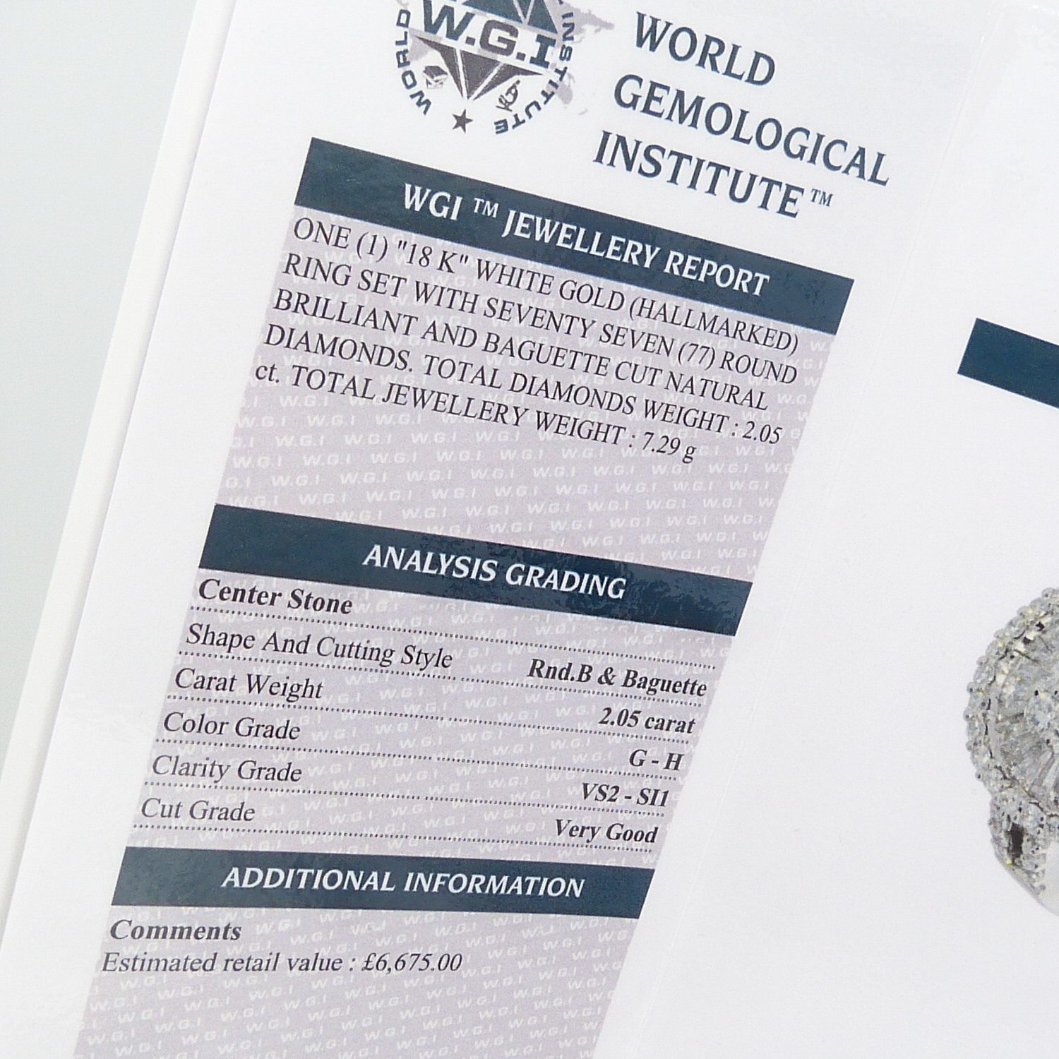 An attractive, certificated, 2.05 carat Diamond cluster ring in 18k white Gold, with Diamond - Image 9 of 10