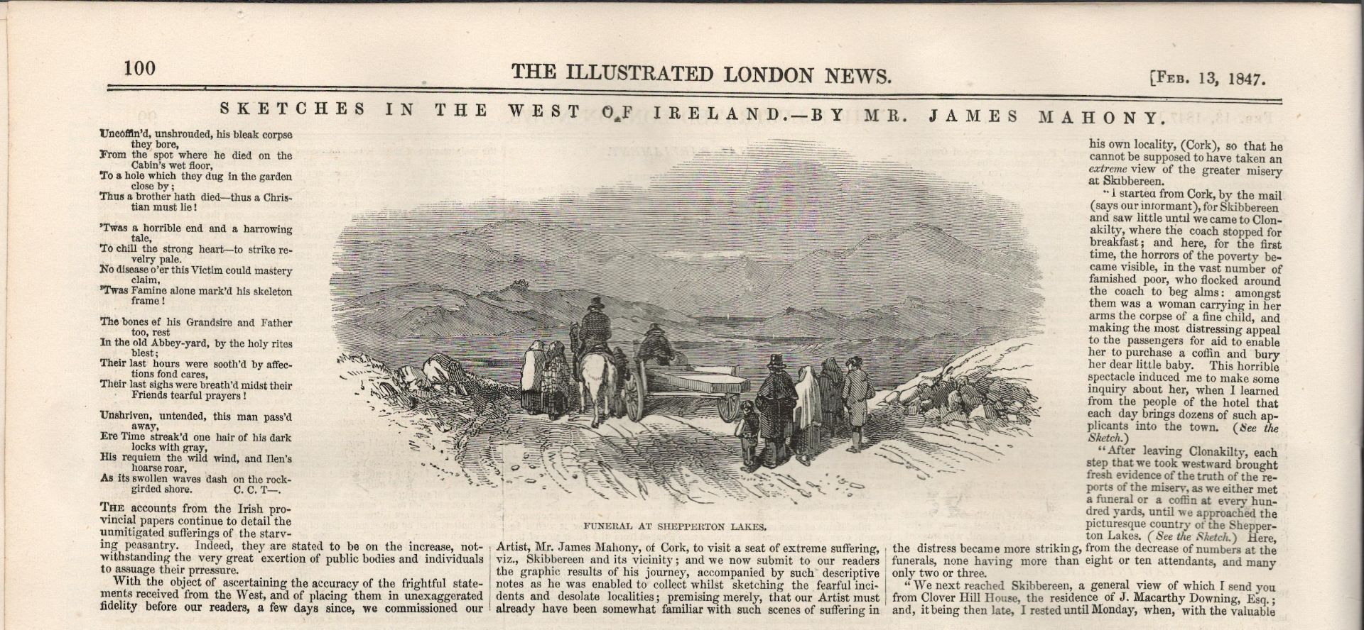 Rare 1847 Antique Newspaper Great Famine In The West Of Ireland - Image 4 of 9