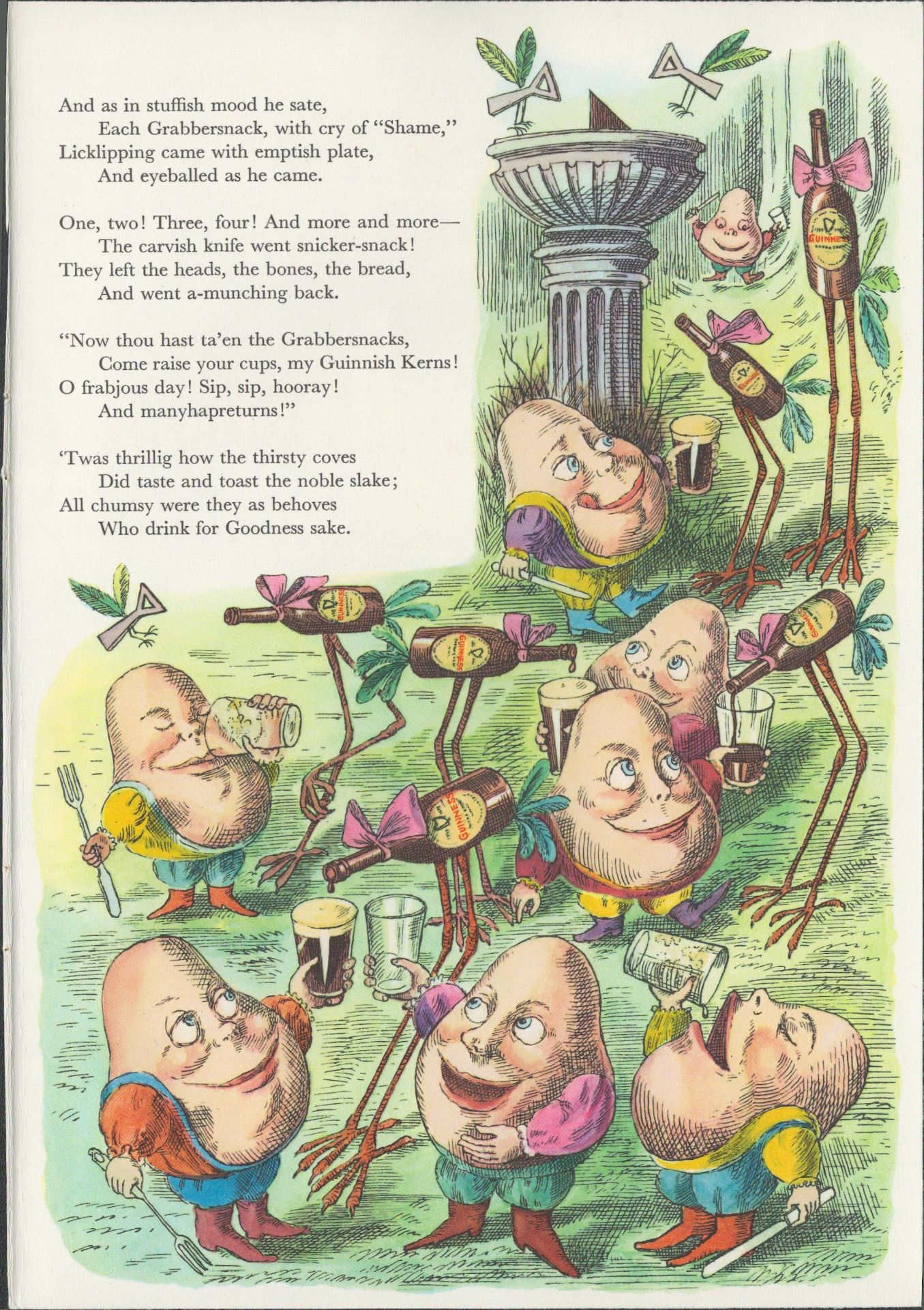 1951 Guinness Double Sided Print Alice In Wonderland Theme-2 - Image 2 of 2