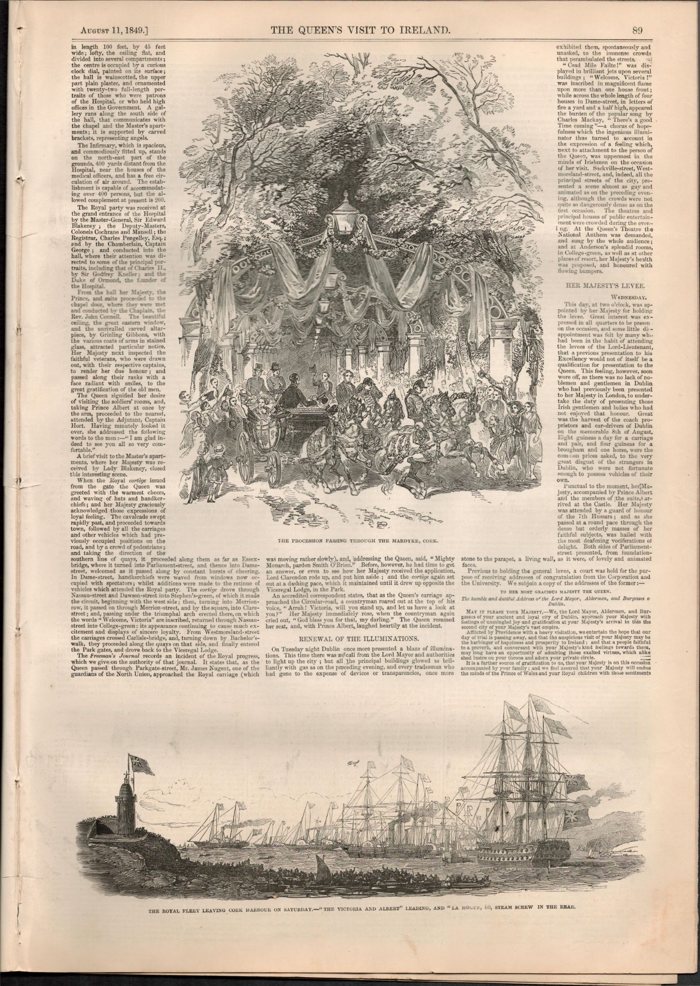 The Queens Visit to Ireland Special Edition 1849 Antique Newspaper - Image 10 of 24