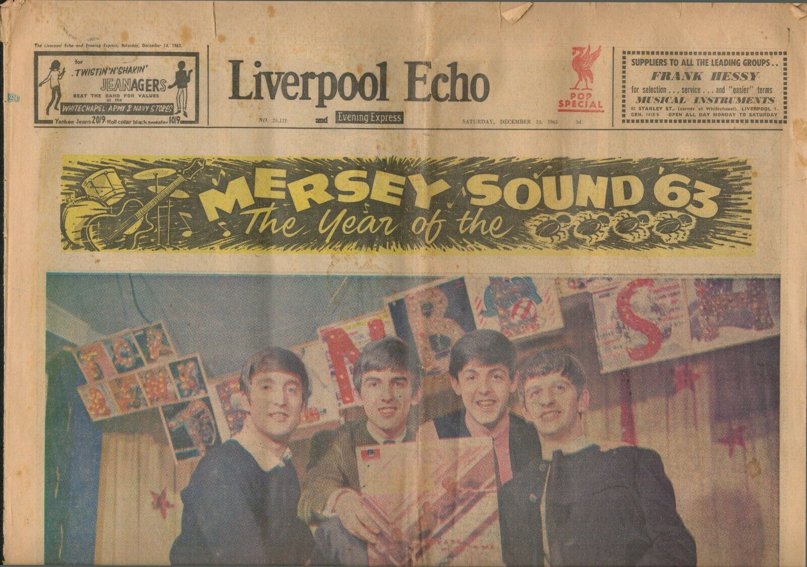 Rare Beatles 1963 Liverpool Newspaper The Year Of The Mersey Sounds