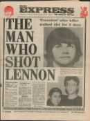 Beatles 1980 Newspaper 'Beatles The Man Who Lennon Dead'