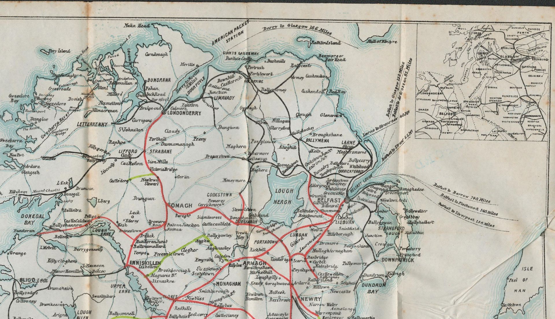Original 1896 Antique Great Northern Railway Map of Ireland. - Image 5 of 7