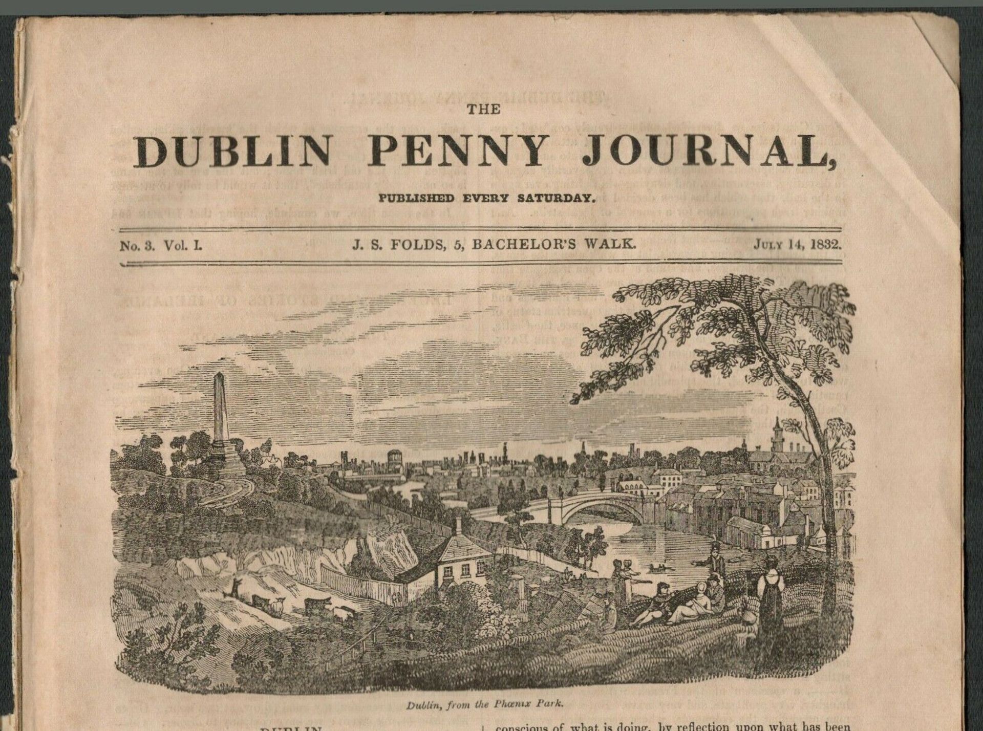 2 Antique Editions 190 Years Old 1832 Dublin Penny Irish Journal 13 - Image 2 of 3