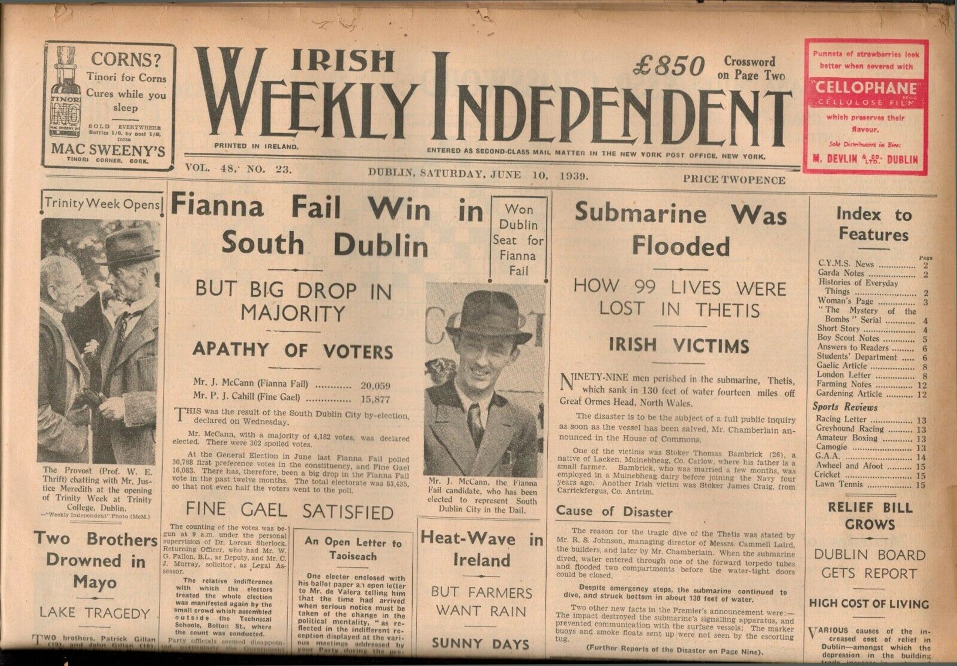 Irish Independence 1939 News WW2 GAA Reports, Adverts, RTE Guide-2