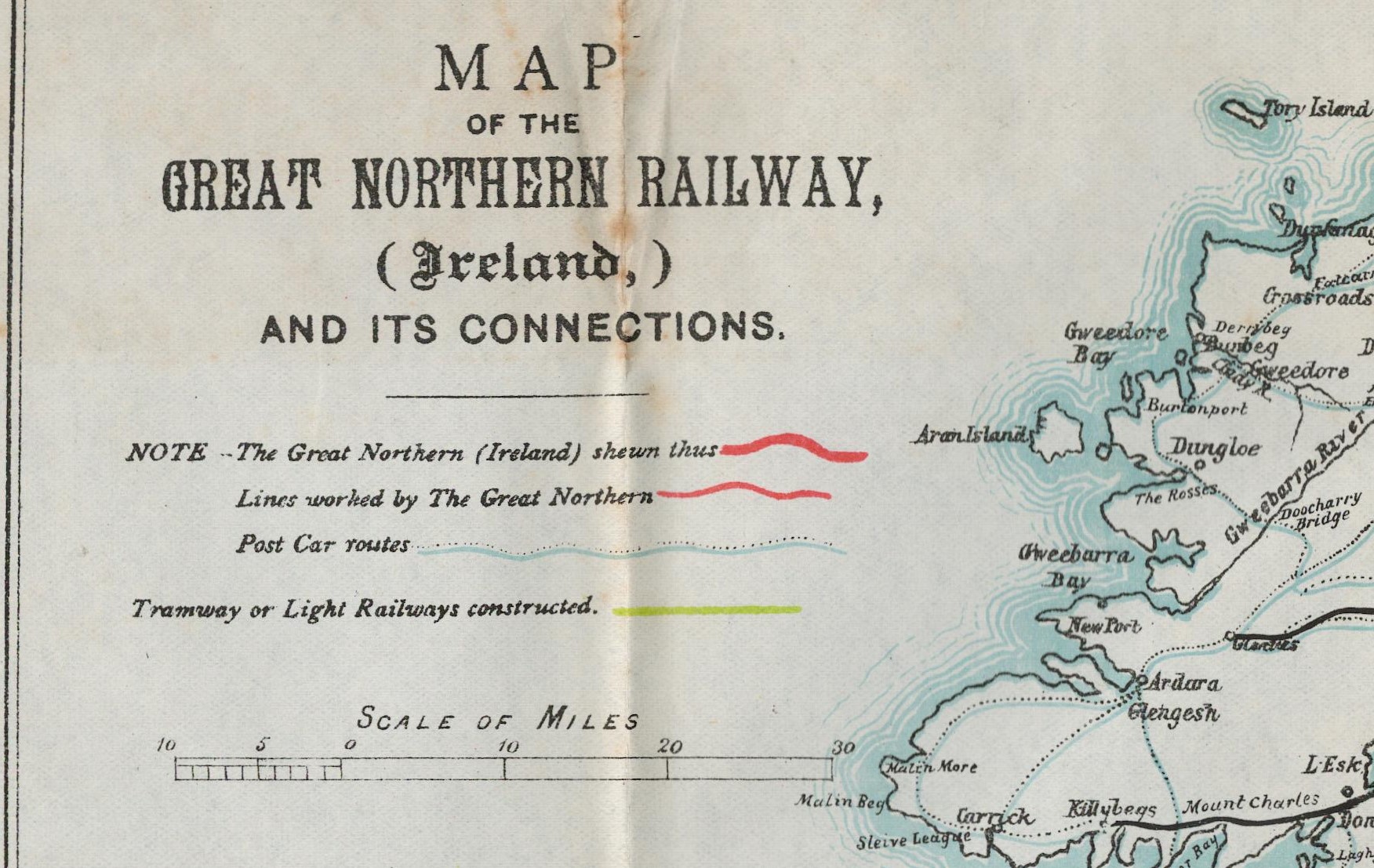 Original 1896 Antique Great Northern Railway Map of Ireland. - Image 2 of 7