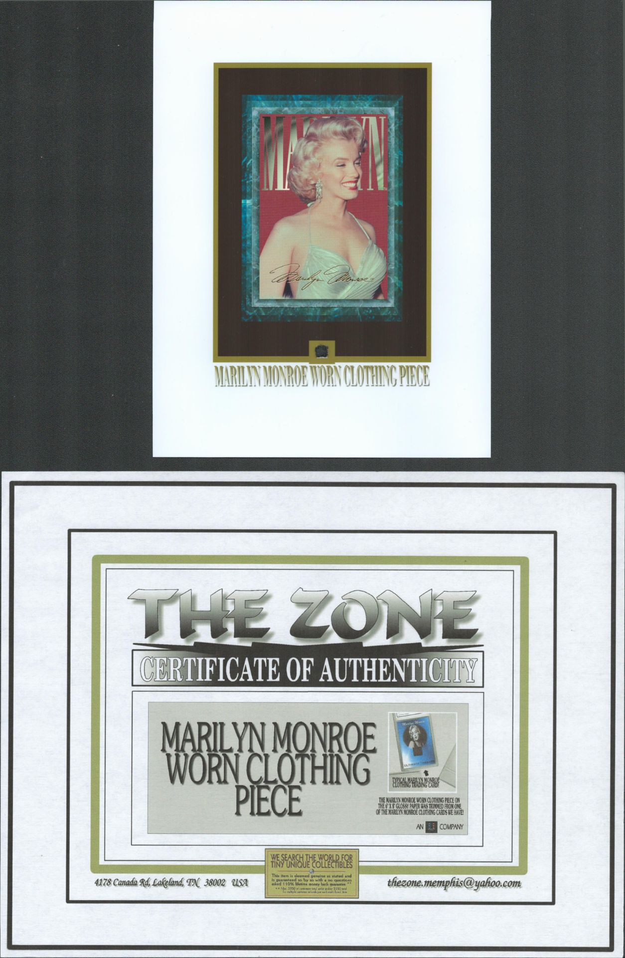Marilyn Monroe Rare Personal Used Worn Swatch of Clothing