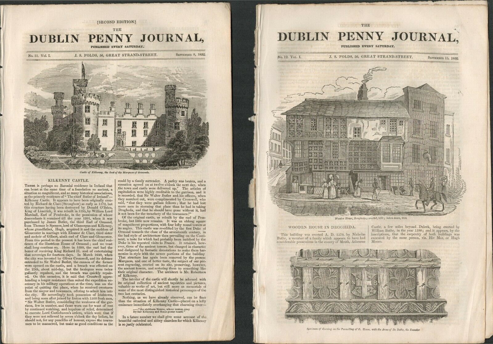 2 Antique 190 Years Old 1832 Dublin Penny Journal - 20