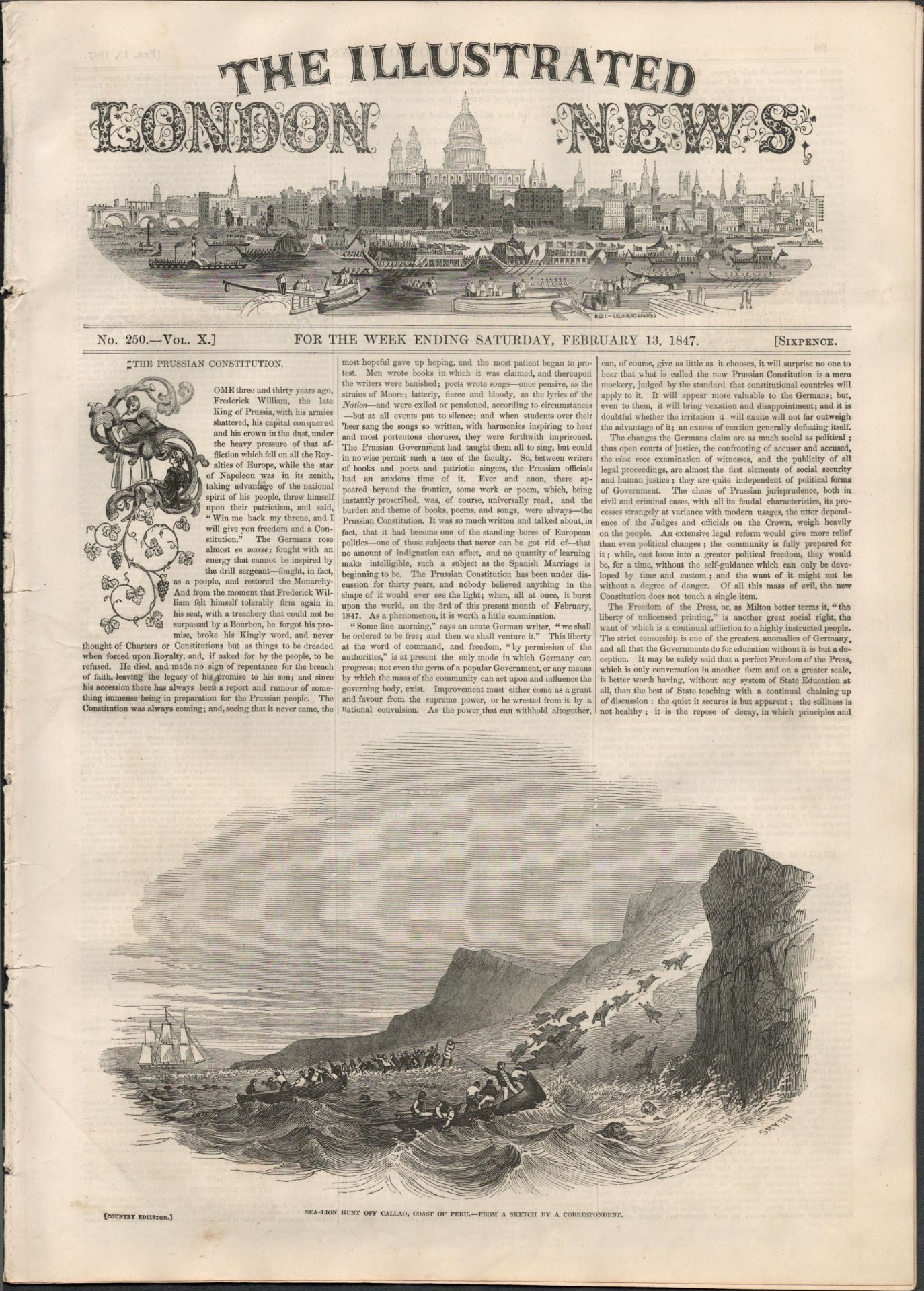 Rare 1847 Antique Newspaper Great Famine In The West Of Ireland