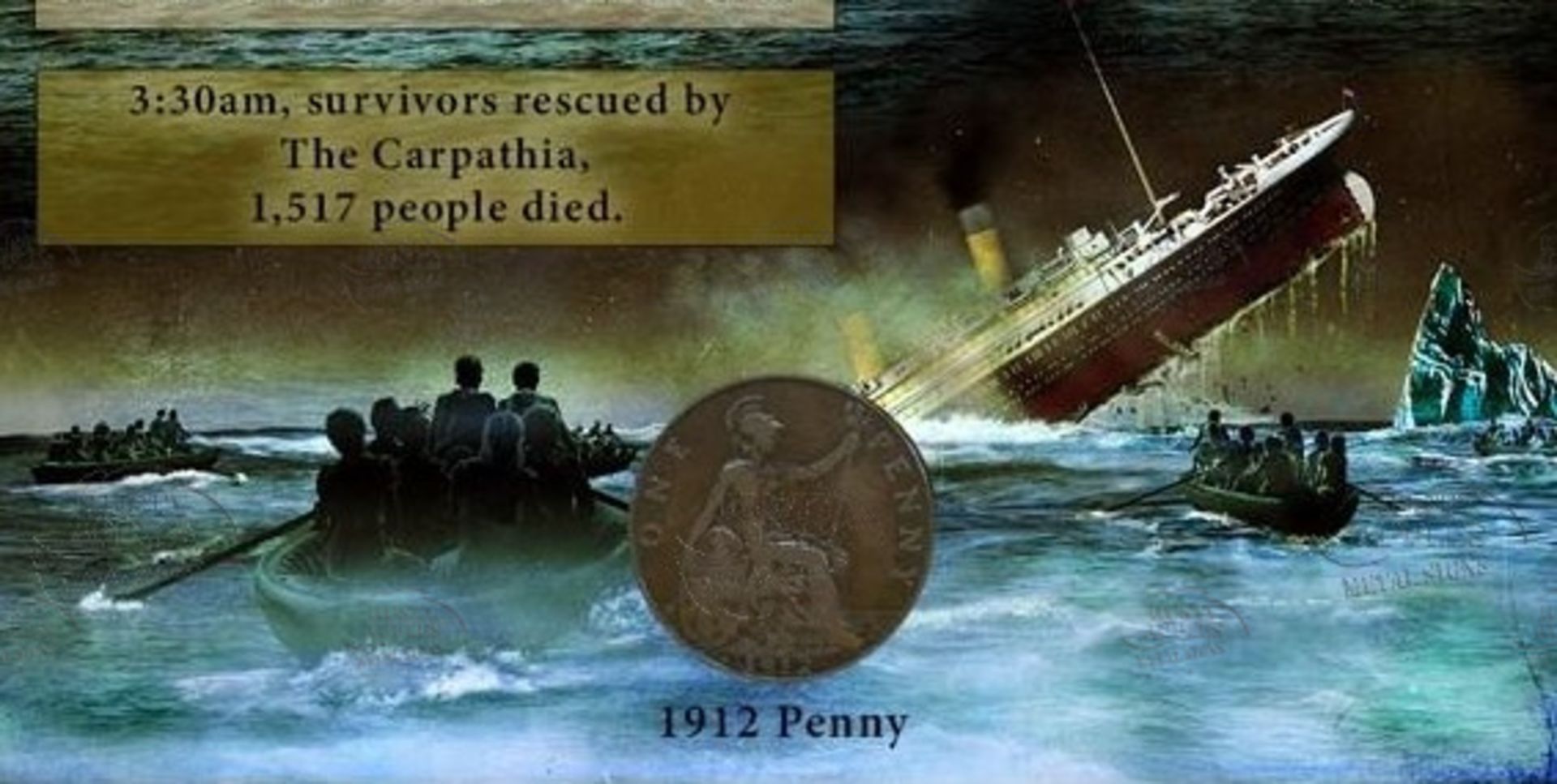 The Sinking Of The Titanic Designed 1912 Original Penny Metal Plaque - Image 2 of 5