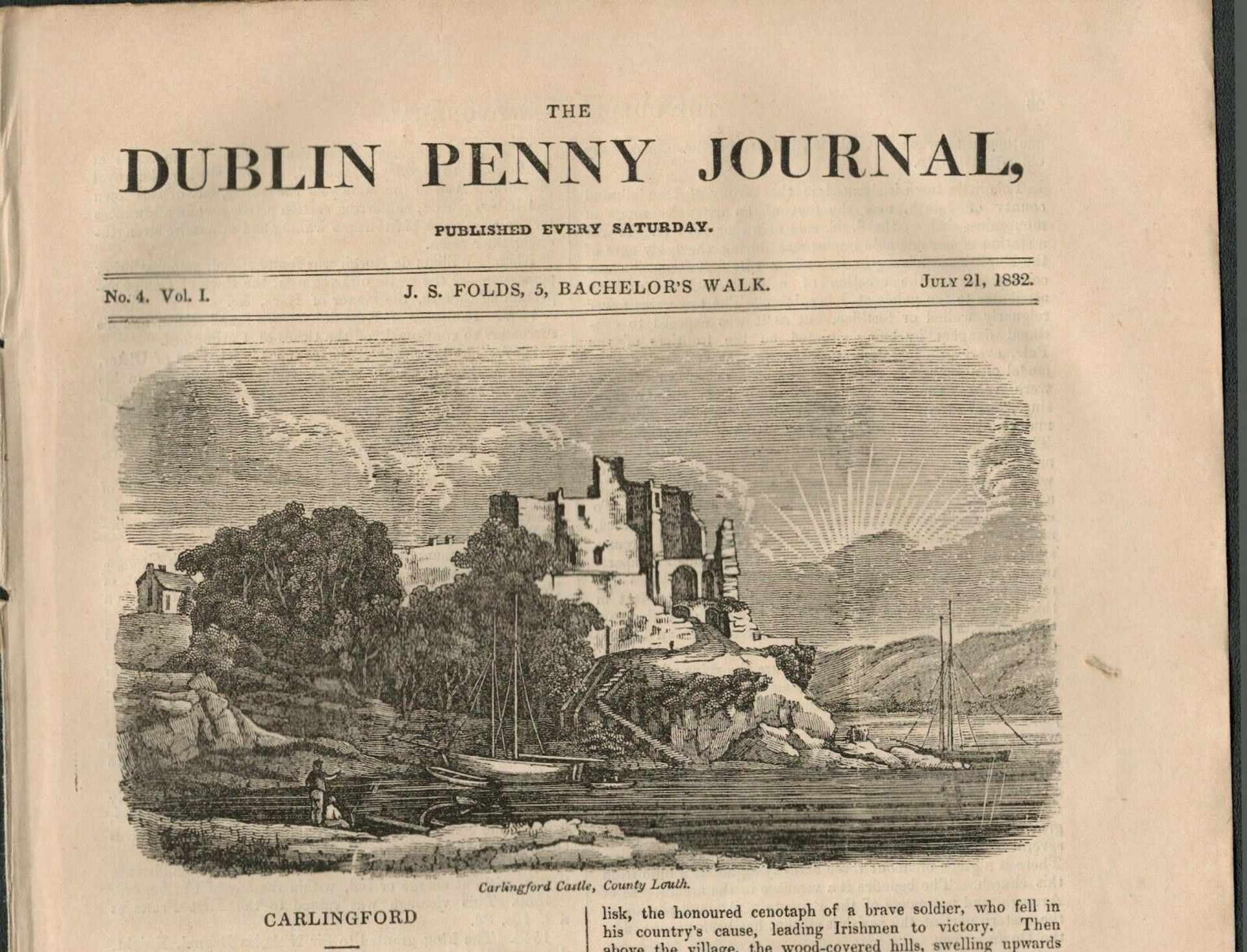 2 Antique Editions 190 Years Old 1832 Dublin Penny Irish Journal 13 - Image 3 of 3