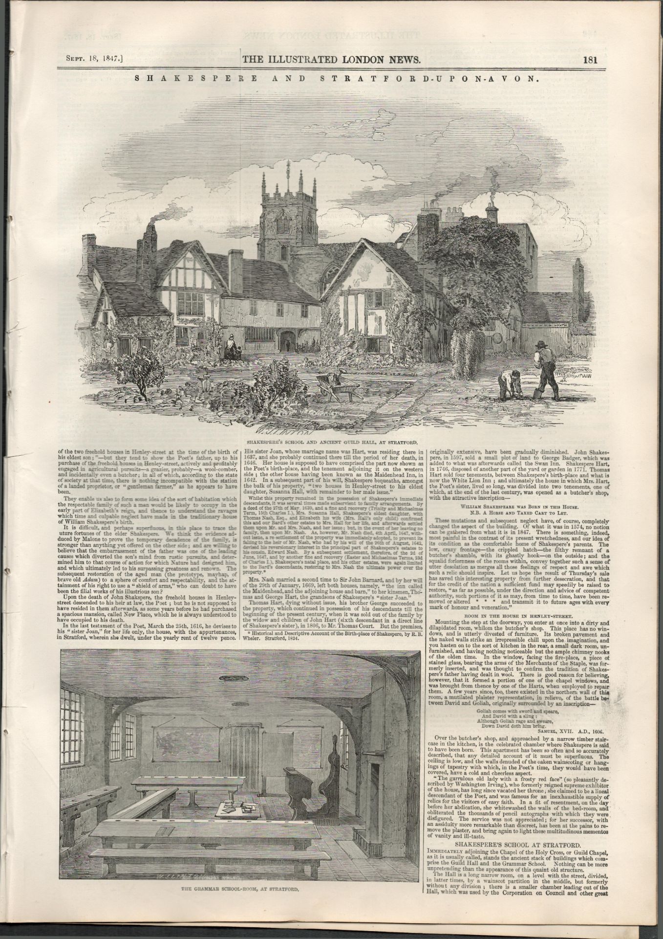 Antique William Shakespeare 1847 London Newspaper Special - Image 8 of 15