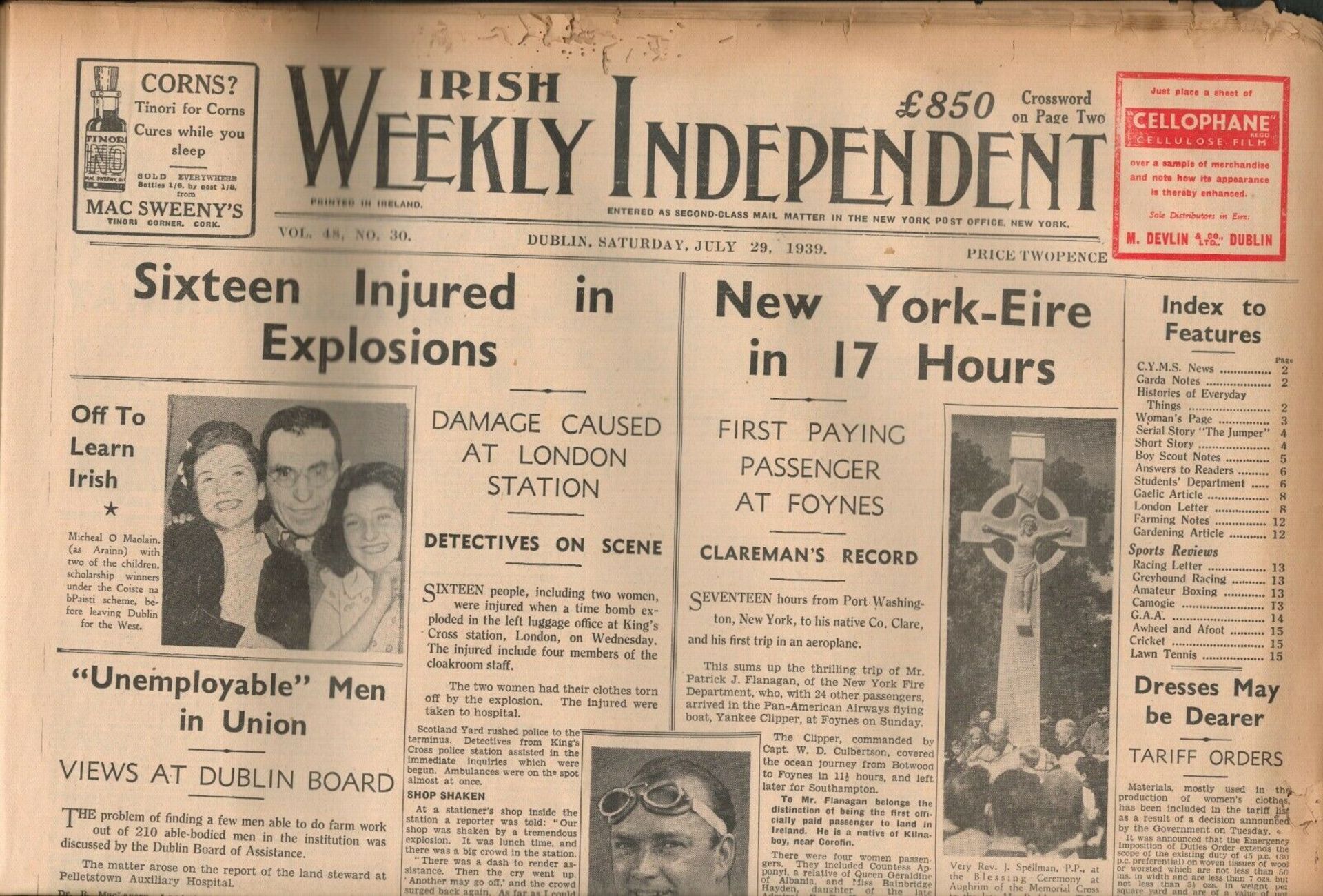 Irish Independence 1939 News WW2 GAA Reports, Adverts, RTE Guide-1