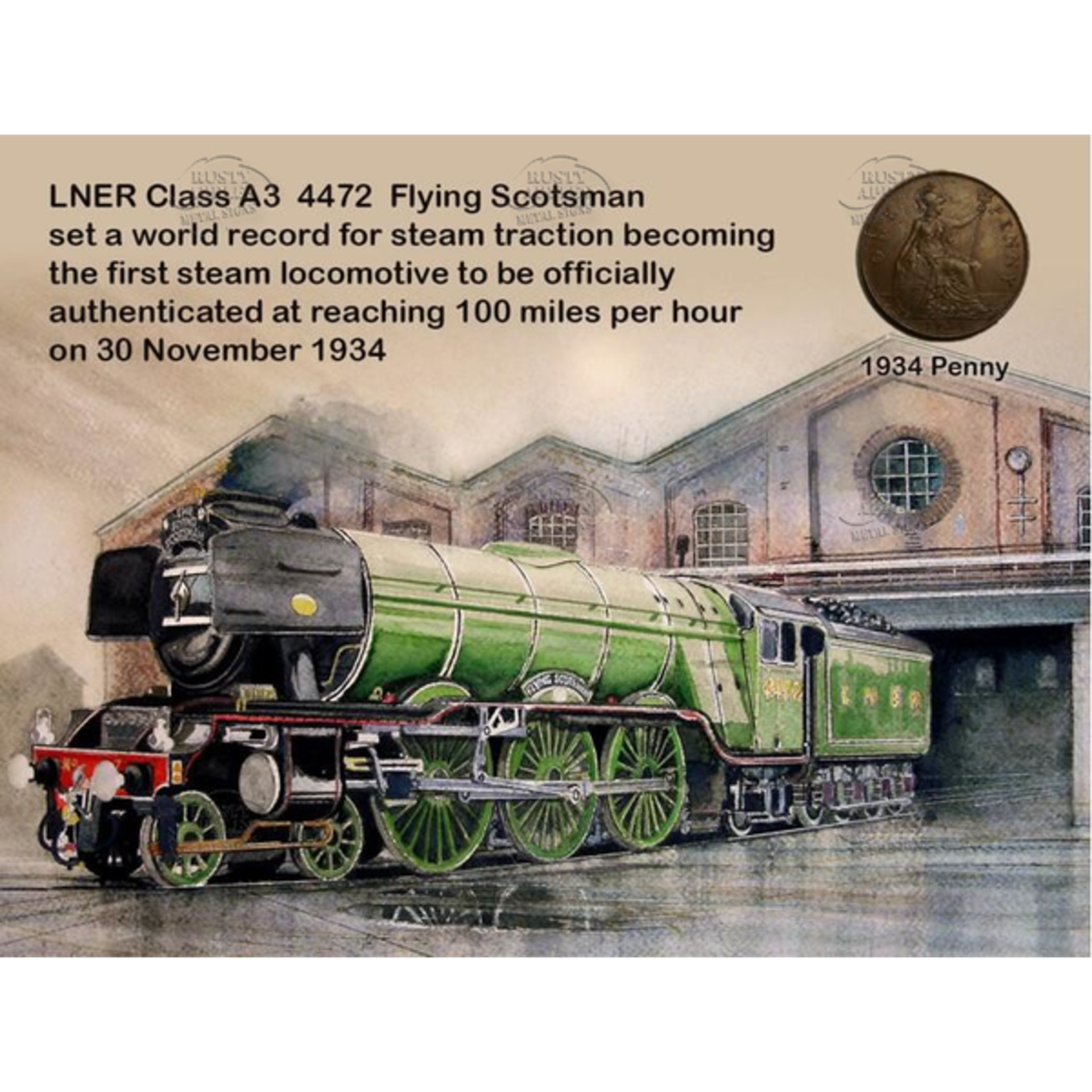 The Flying Scotsman Train 1934 Record Speed Metal Coin Set