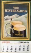 1979 Vintage Guinness Calendar Month Print _The Winter Slopes _