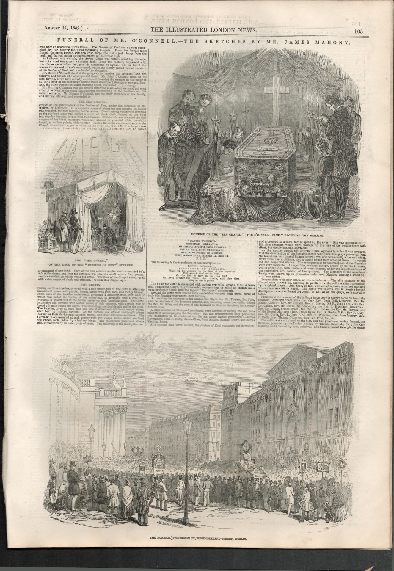 Antique 1847 Edition The Funeral Procession Daniel O'Connell - Image 6 of 12