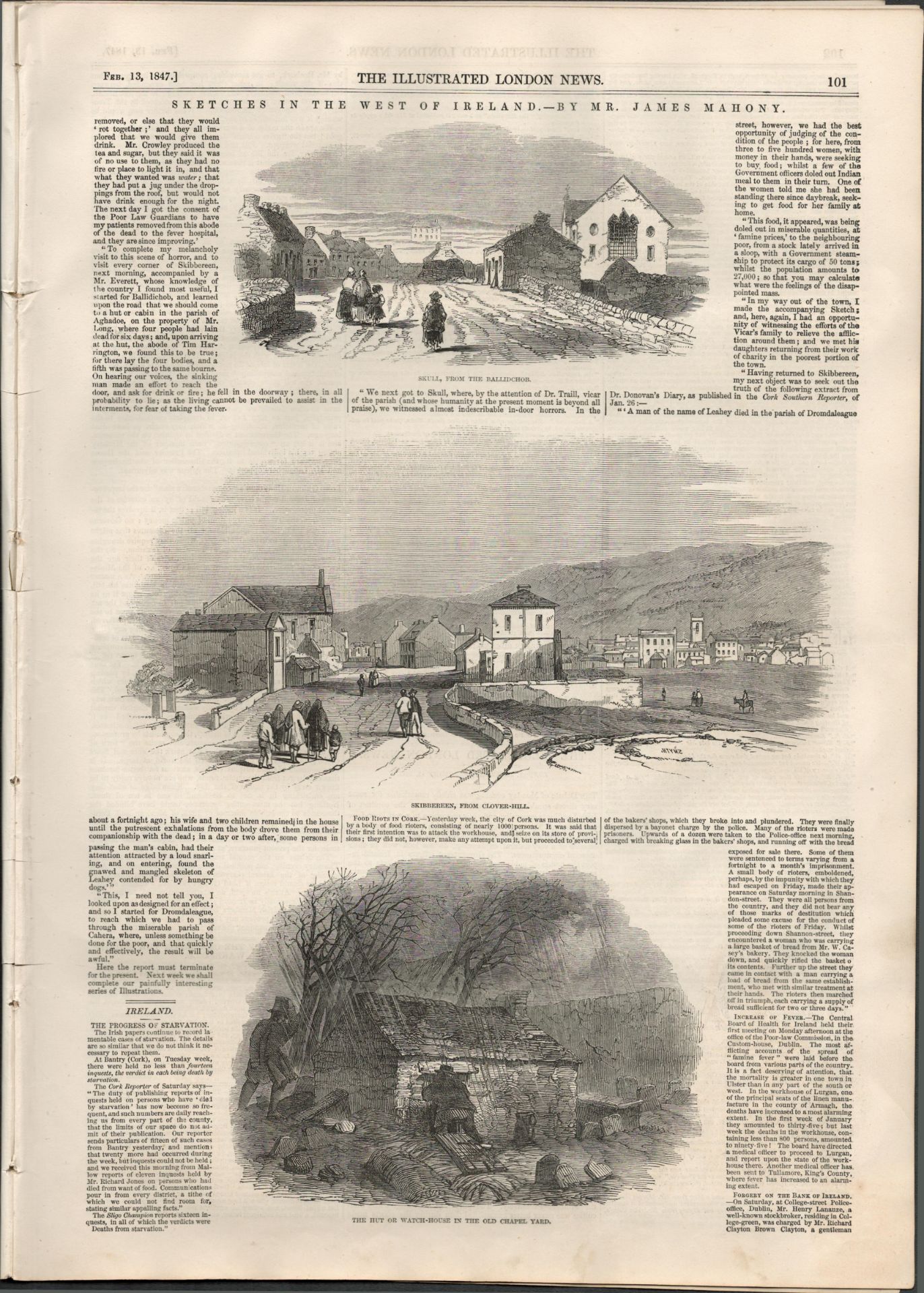 Rare 1847 Antique Newspaper Great Famine In The West Of Ireland - Image 6 of 9