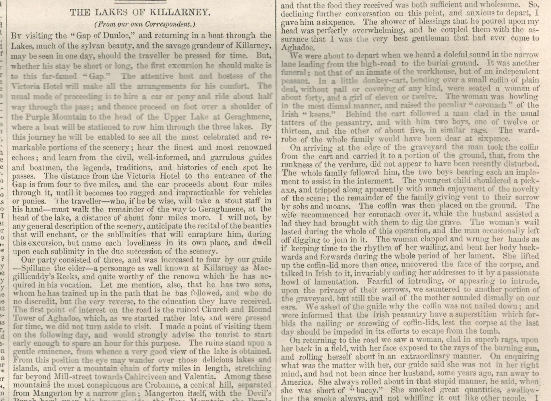 Antique 1849 London Newspaper A Day In A Irish Town Killarney - Image 4 of 8