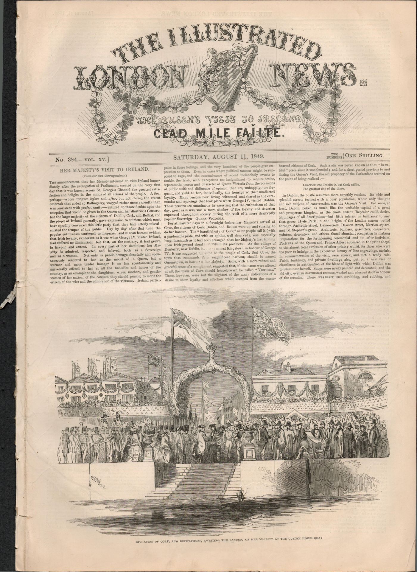 The Queens Visit to Ireland Special Edition 1849 Antique Newspaper