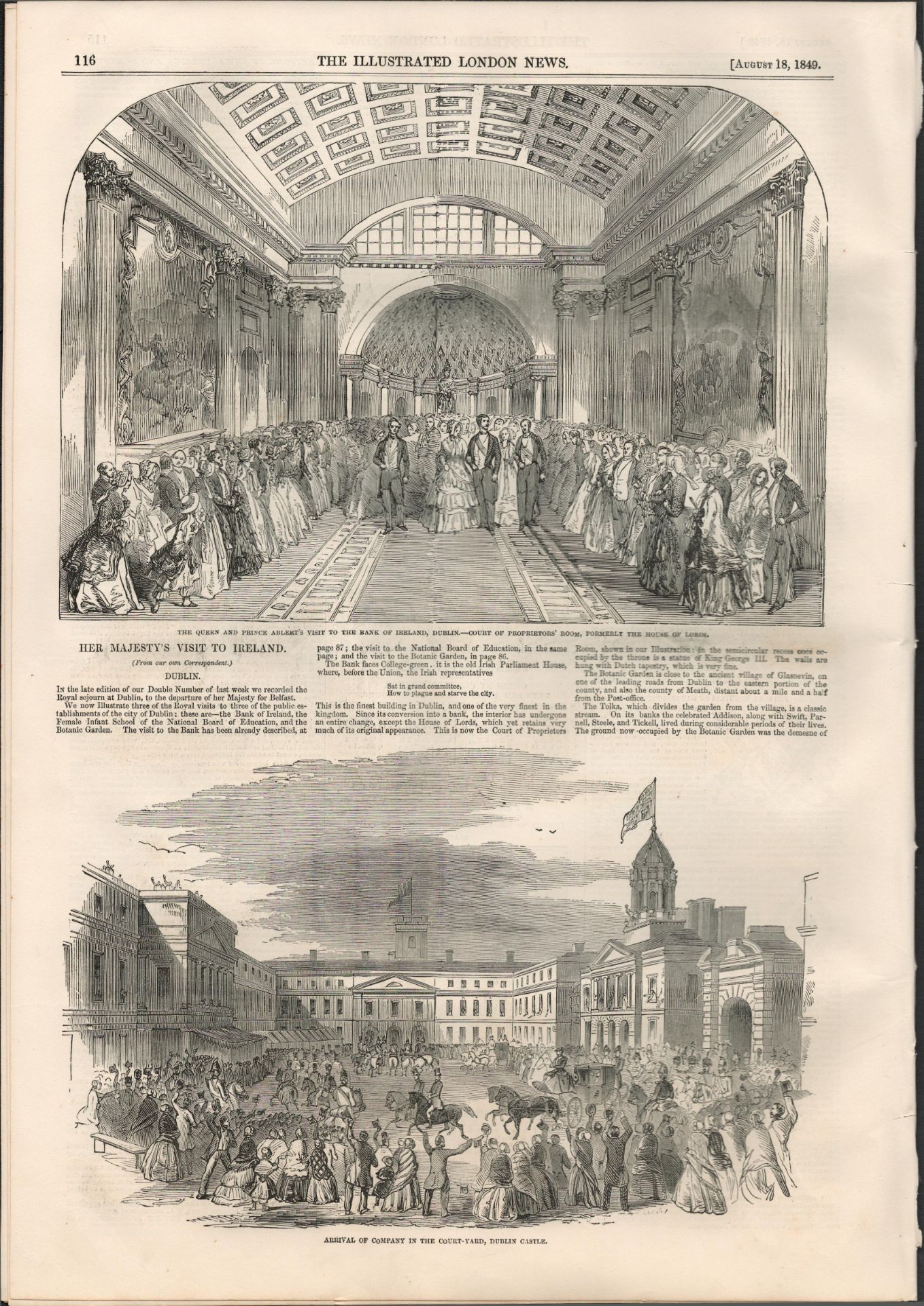 Antique 1849 Rare Newspaper Queen Victoria Royal Tour To Belfast - Image 9 of 17