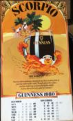 1980 Vintage Double Sided Guinness Calendar Month Print *6