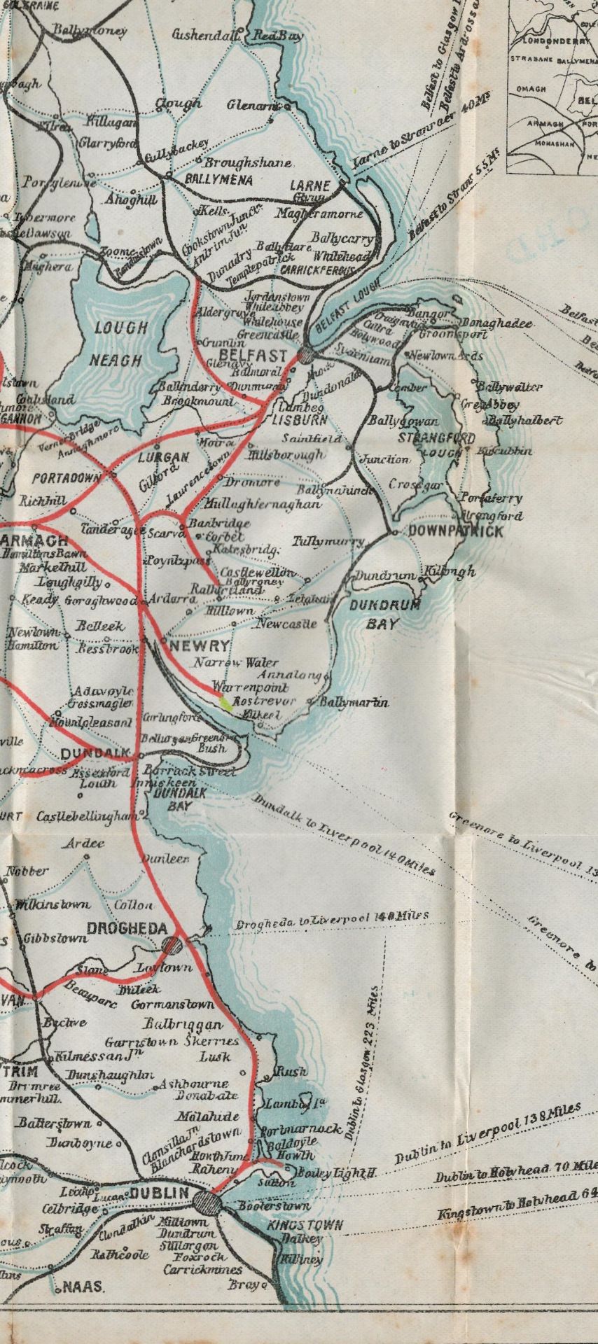 Original 1896 Antique Great Northern Railway Map of Ireland. - Image 3 of 7