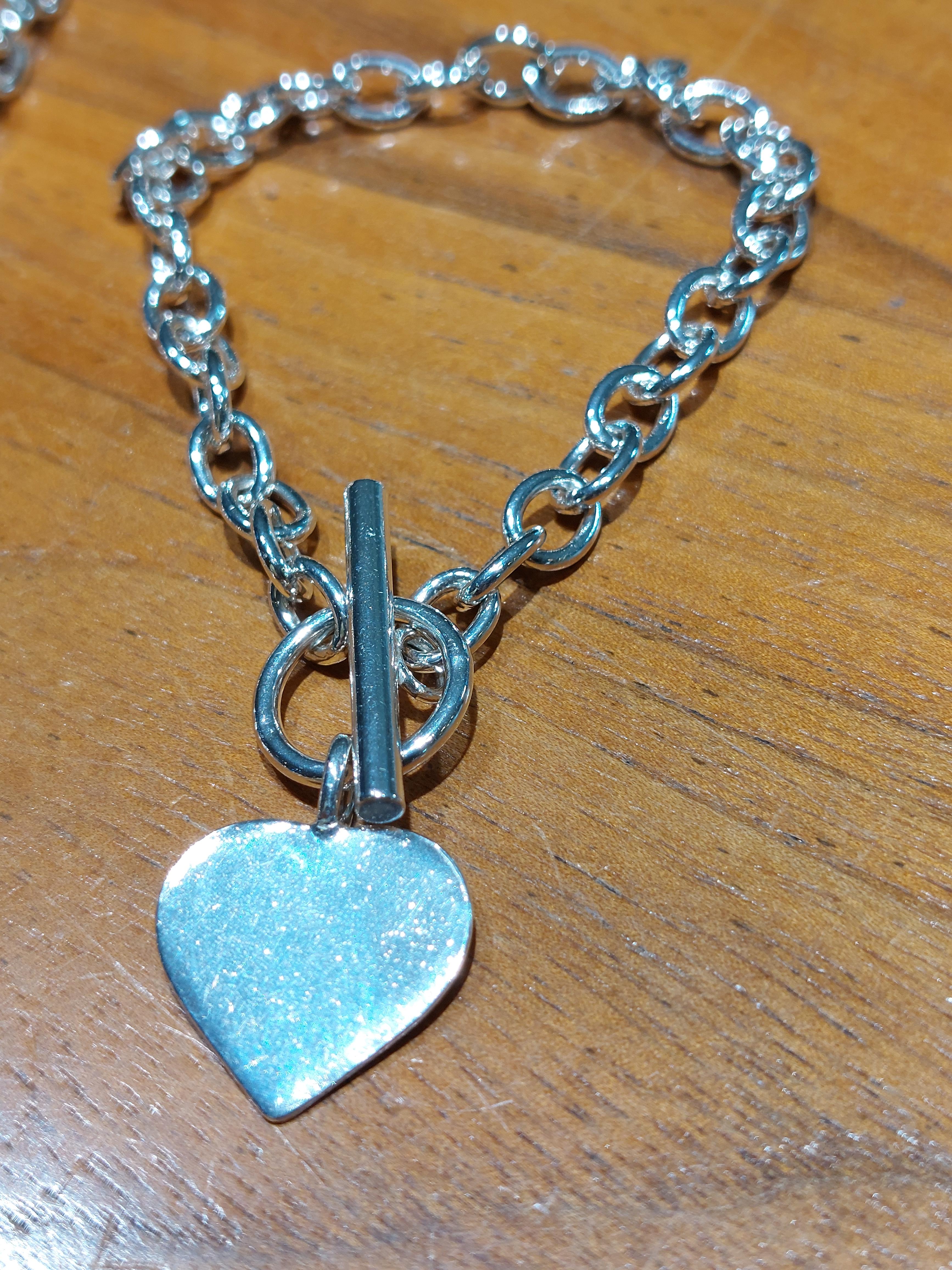 Silver Heart 'T' Bar Necklace & Bracelet Set - Image 4 of 5