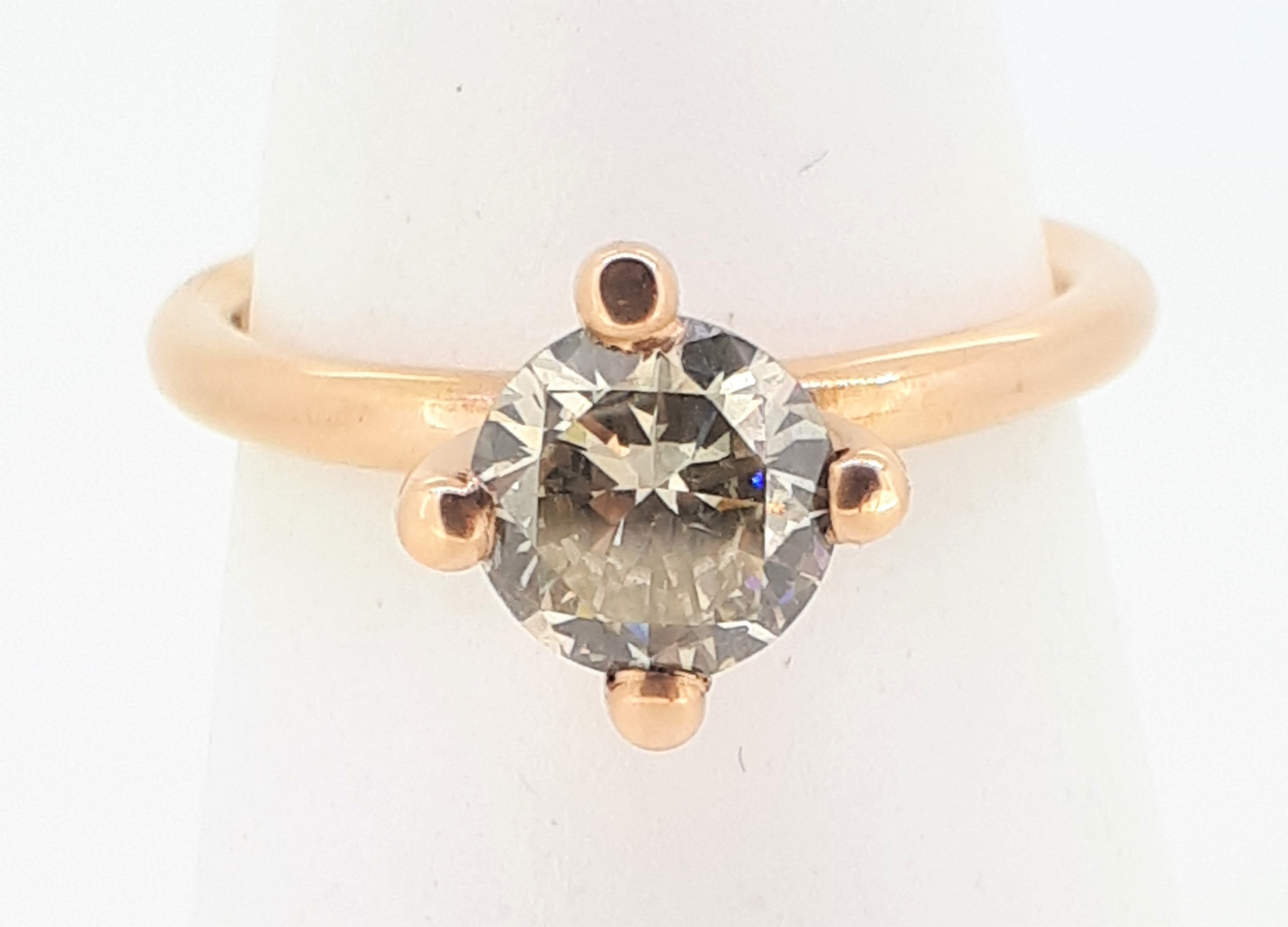 Handmade 18ct (750) Rose Gold +1ct Cognac Diamond Four Claw Solitaire Ring - Image 4 of 7