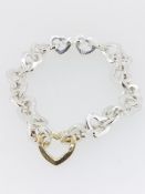 Tiffany and Co. Sterling Silver/18ct Yellow Gold Heart Link Bracelet