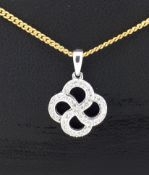 9ct White Gold Diamond Pave Organic Swirl Pendant