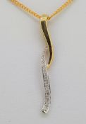 9ct Yellow & White Gold Diamond Wavy Pendant